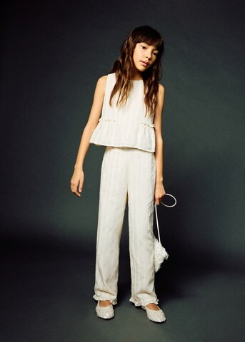 MANGO KIDS Wide leg Pants 'Ednaset' in Beige