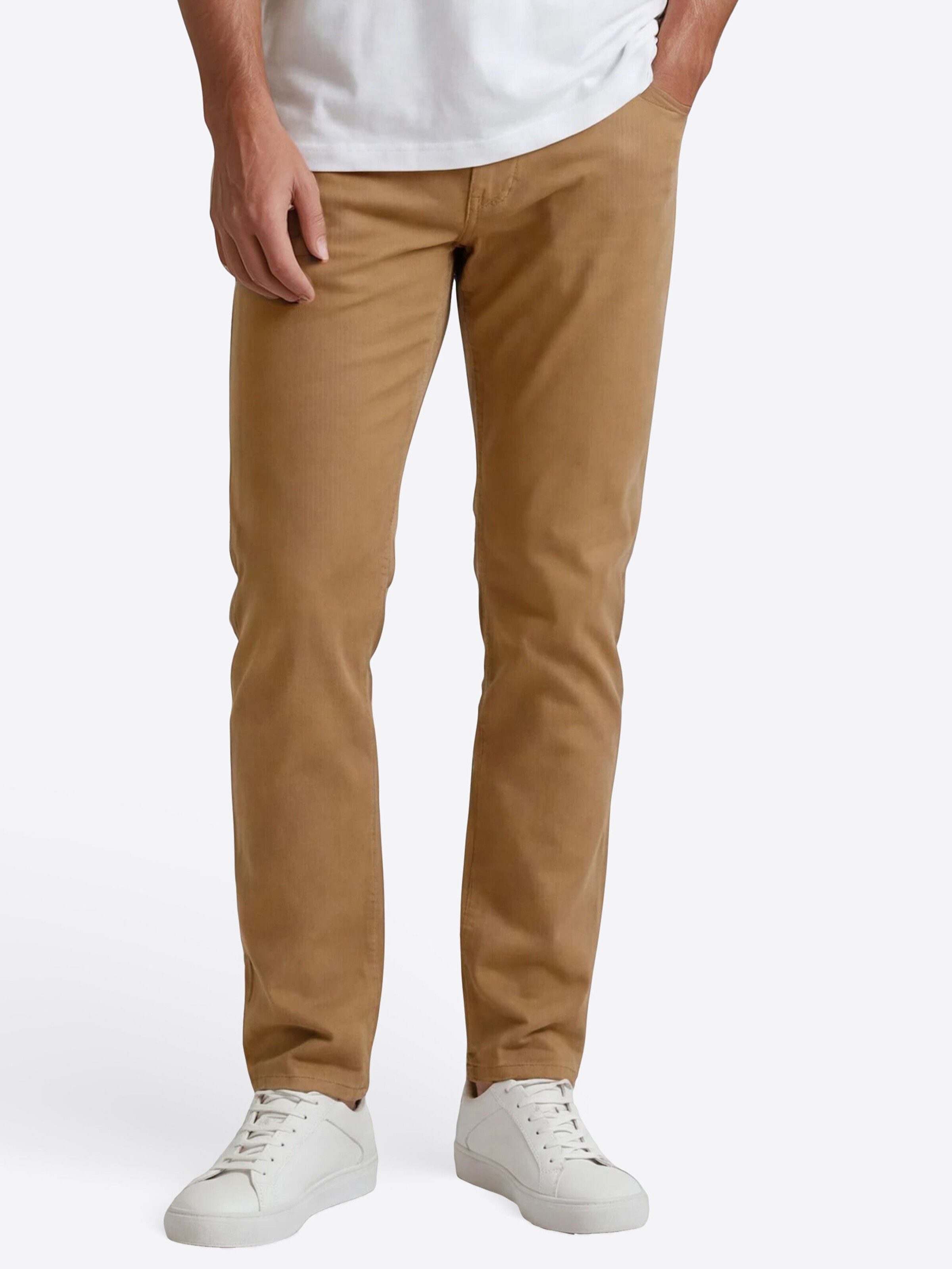 Effilé Pantalon 'Lyon' PIERRE CARDIN en marron : devant