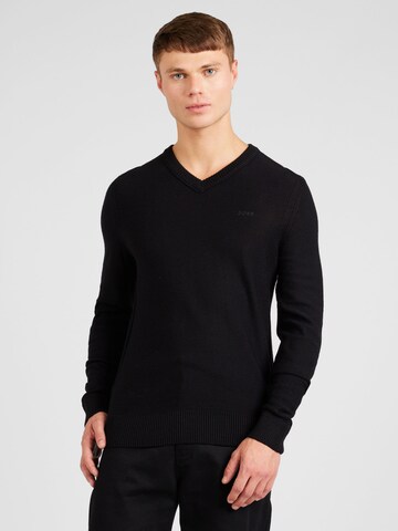 BOSS Пуловер 'Avac' в черно: отпред