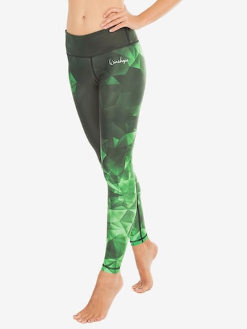 Winshape Skinny Sportovní kalhoty 'AEL102' – zelená: přední strana