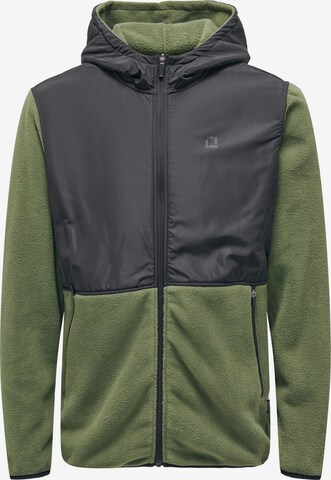 Only & Sons Fleece Jacket 'NOAH' in Green: front