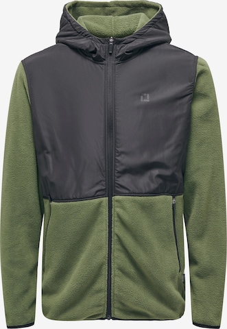 Only & Sons Fleece Jacket 'NOAH' in Green: front