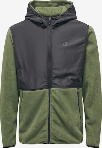 Only & Sons Fleece jacket 'NOAH' in Green: front