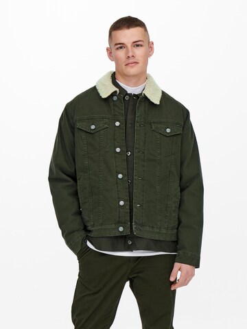 Veste mi-saison 'LOUIS' Only & Sons en vert : devant