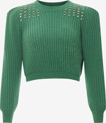 Pullover di faina in verde: frontale