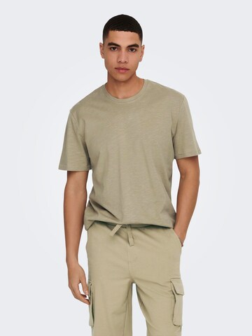 T-Shirt Only & Sons en beige : devant