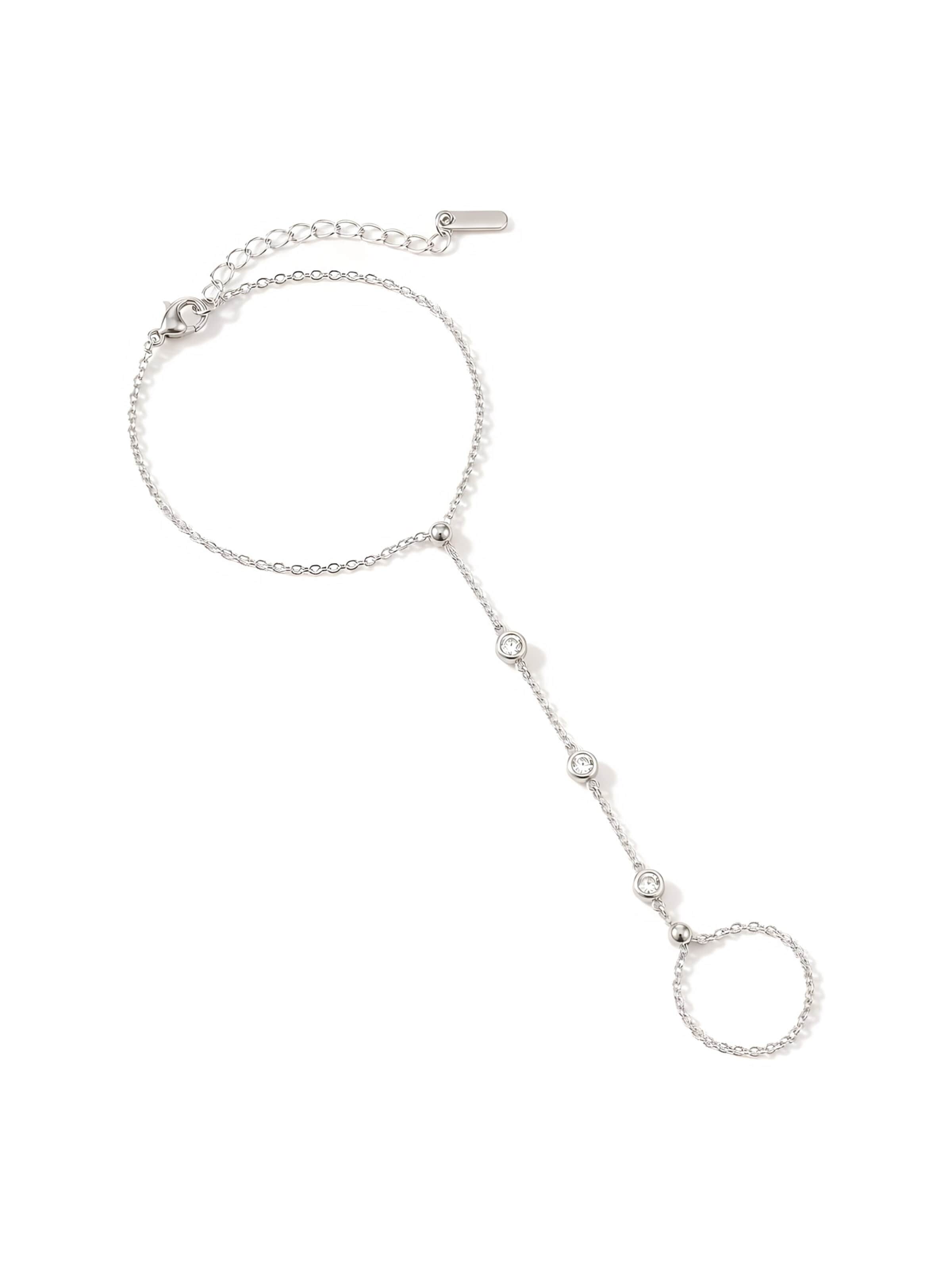 hiBALI Bracelet 'Sparkle Hand Chain' in Silver: front