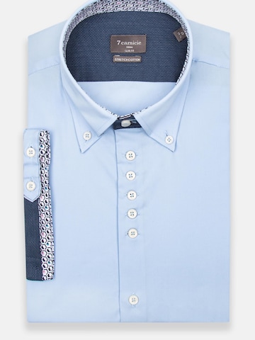 Coupe slim Chemise business 'Roma Iconic Poplin Stretch Man Shirt Short Sleeve Light Blue' 7Camicie en bleu