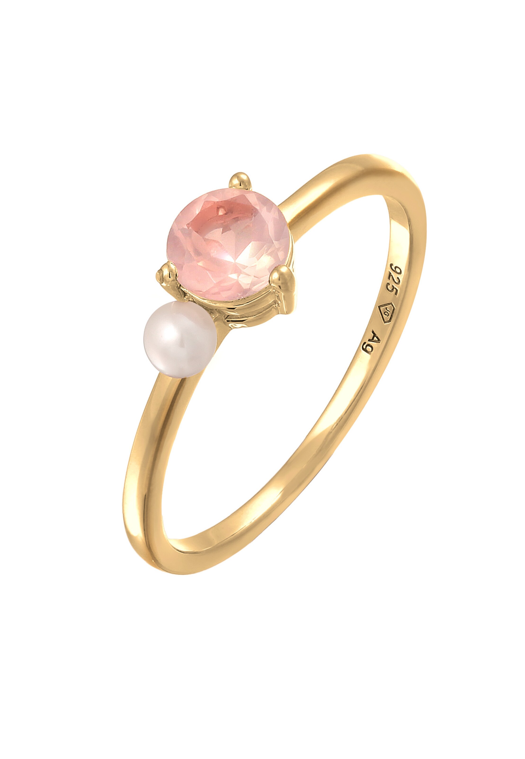 ELLI PREMIUM Ring 'Perle' in gold / pink / perlweiß, Produktansicht