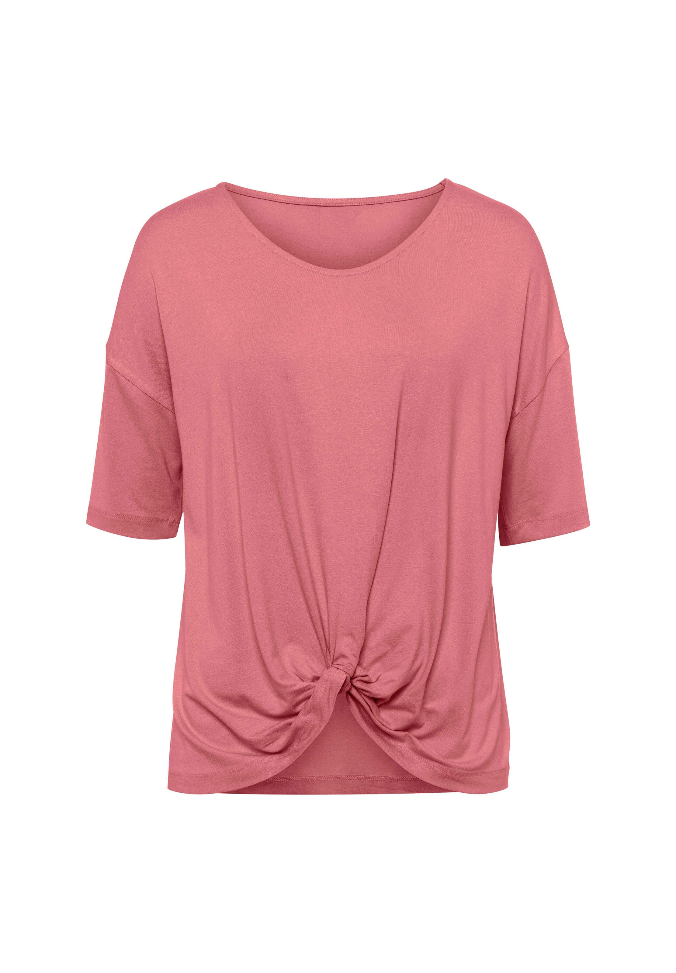 Maglietta ' Kurzarmshirt mit Knoten-Optik ' di heine in rosso: frontale