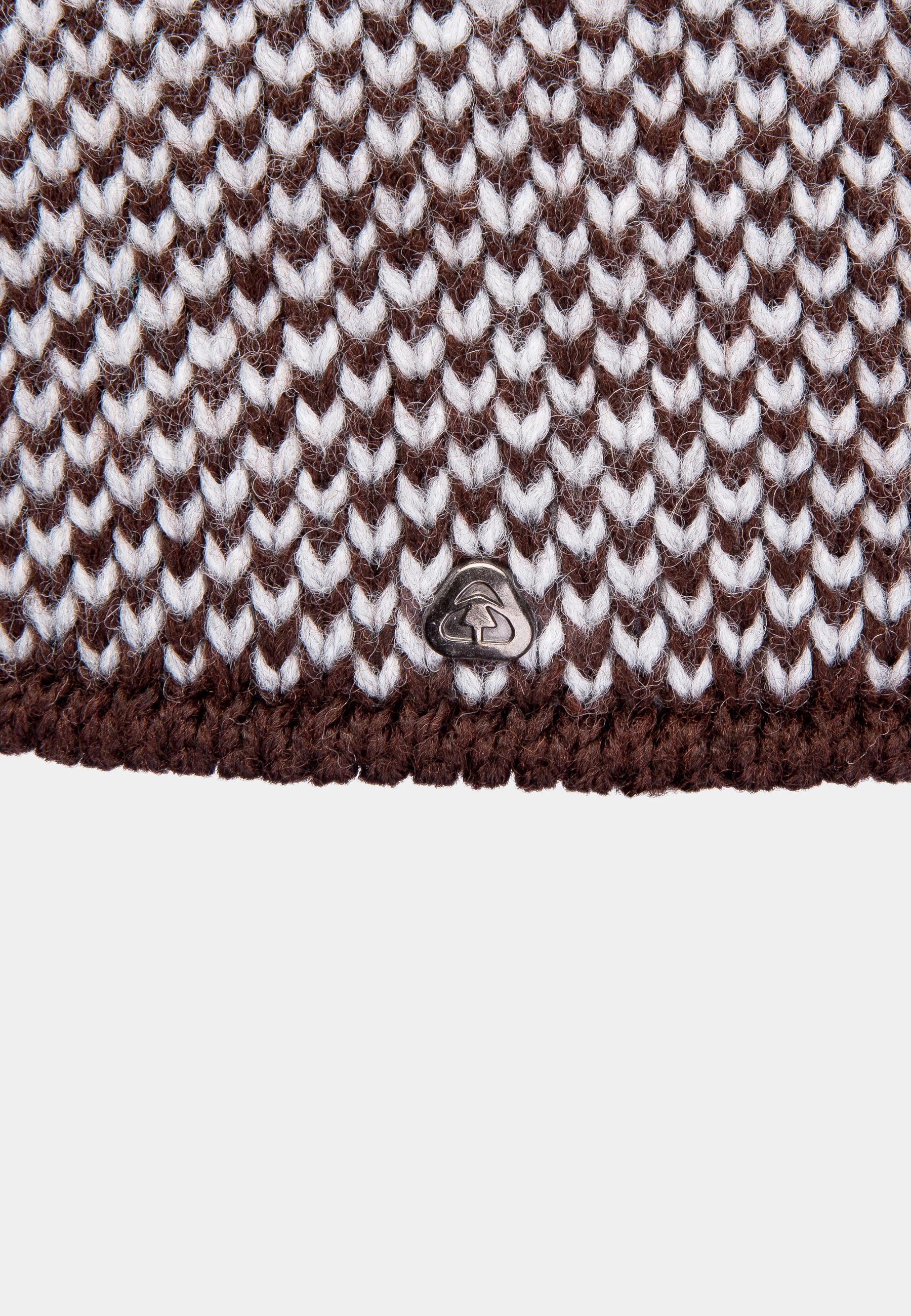 Canoe Mütze NIKS aus feiner 50% Wollmischung im Tweed Muster in Braun 