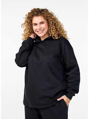 Zizzi Sweatshirt 'Mrikke' i sort: forside