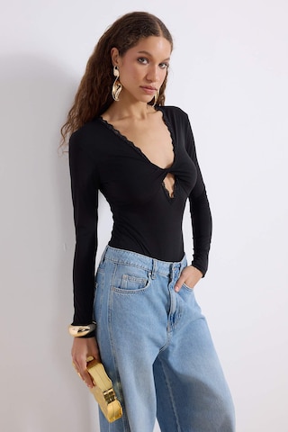 Trendyol Shirt Bodysuit in Black: front