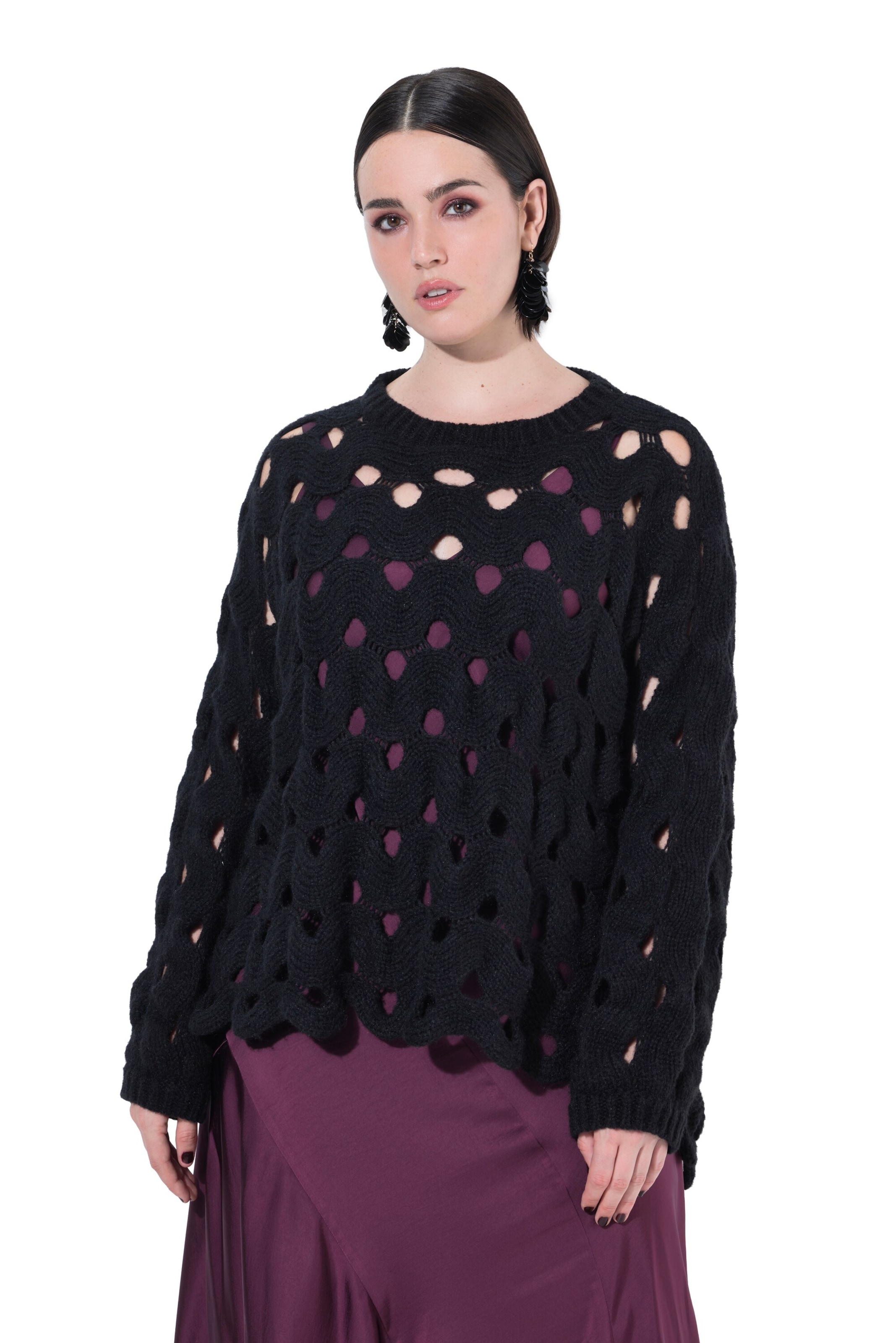 Pull-over Ulla Popken en noir : devant
