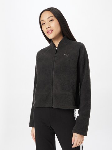 PUMA Athletic Jacket in Black: front