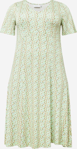 Fransa Curve Summer Dress in Green: front