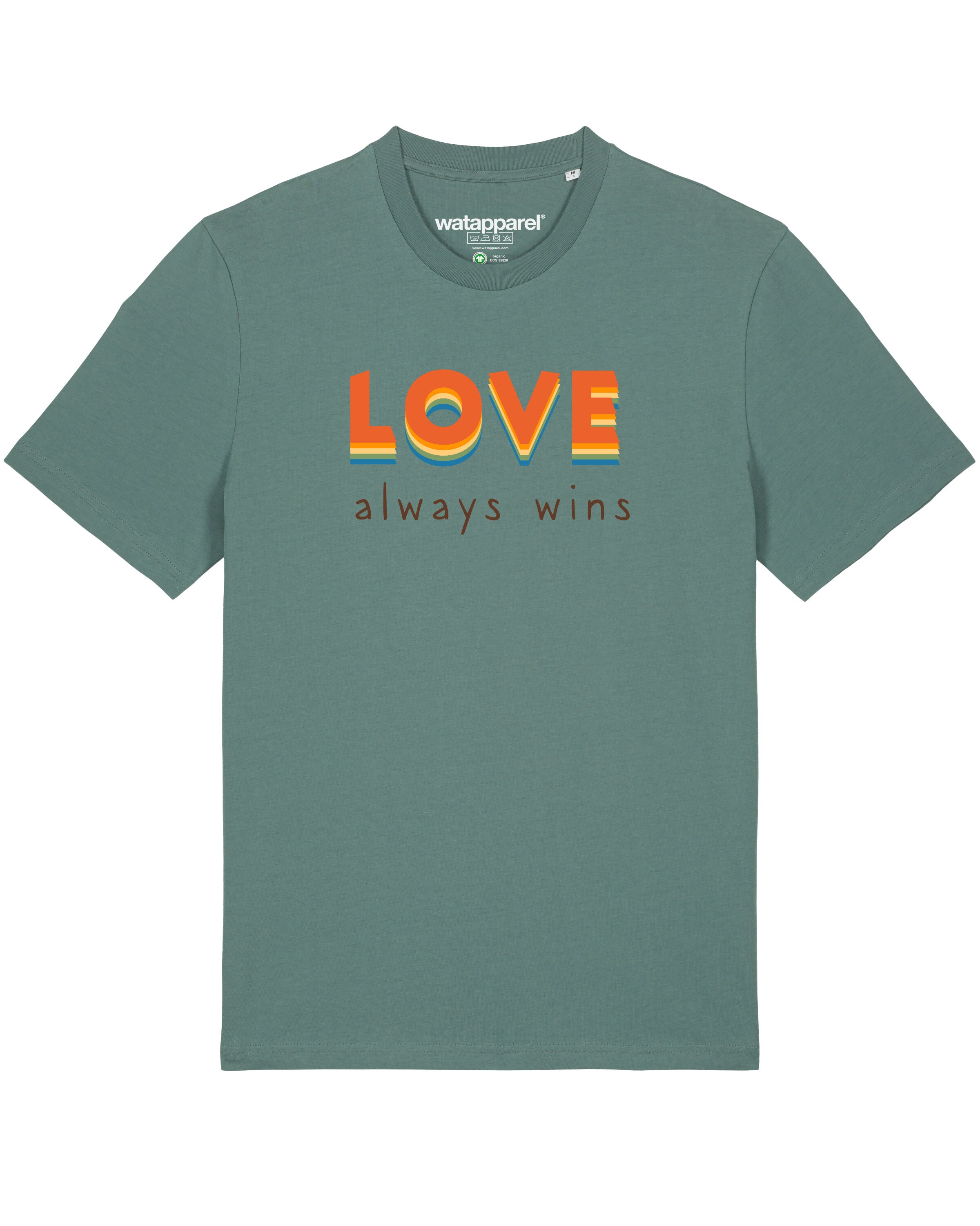 Maglietta 'Love always wins' di Watapparel in verde: frontale
