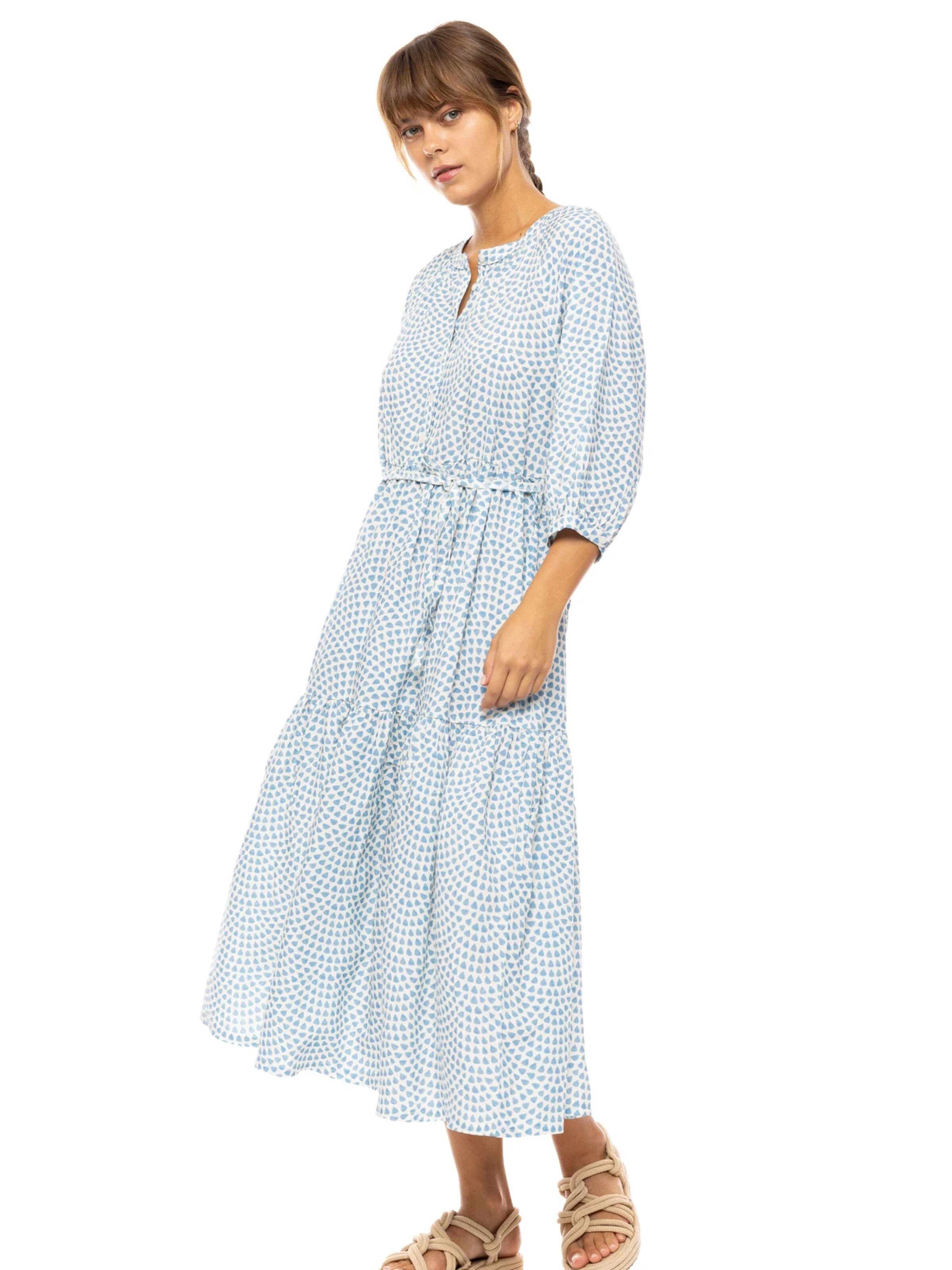 Pink LabelLjetna haljina 'BEACHWEAR LONG VISTA BLUE & CREAM' - plava boja