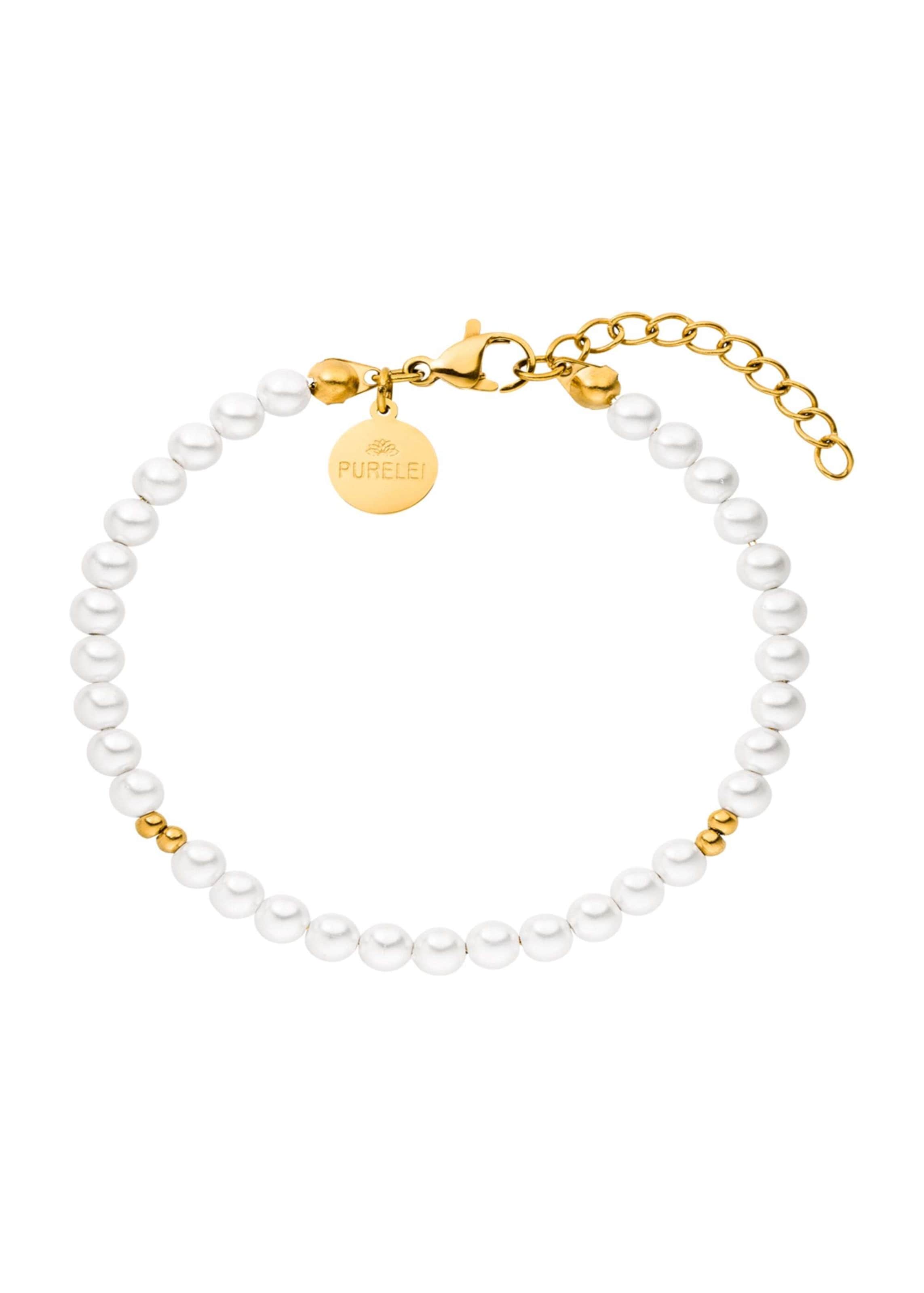 PURELEI Bijoux de pied 'Finesse' en 21 - 25 cm en or / blanc perle, Vue avec produit