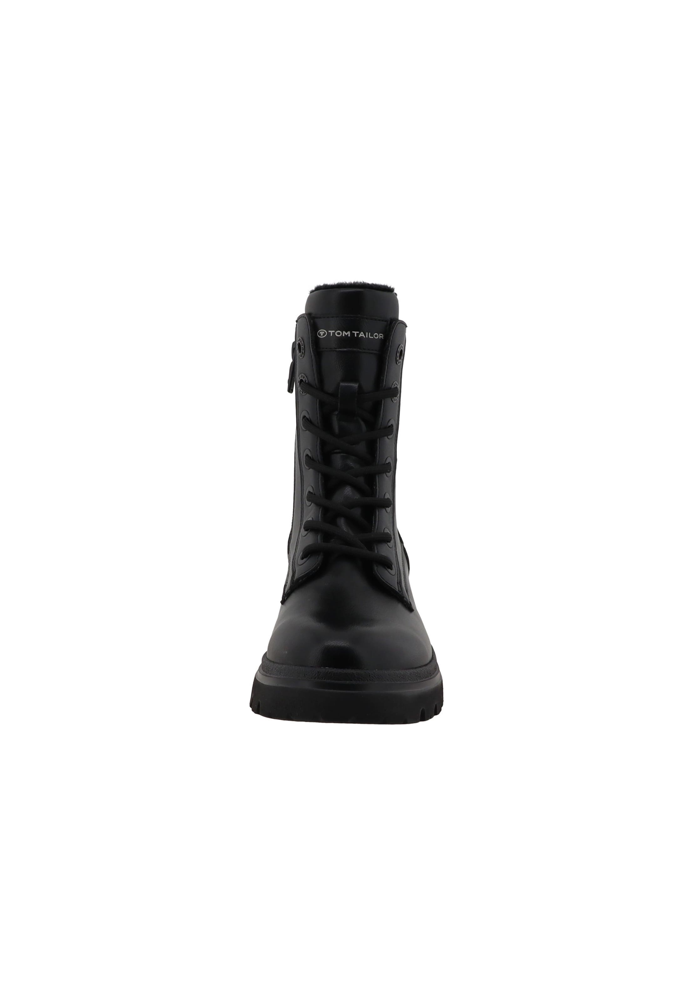TOM TAILOR Schnürstiefelette in Schwarz