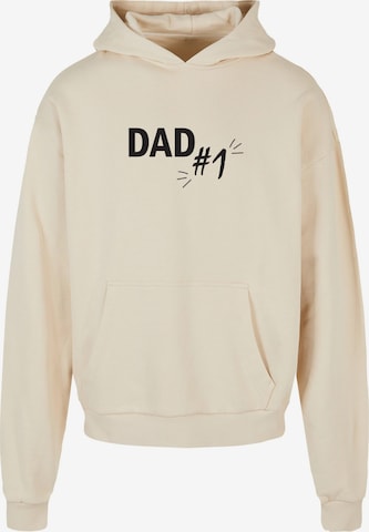 Merchcode Sweatshirt 'Fathers Day - Dad Number 1' in Beige: front