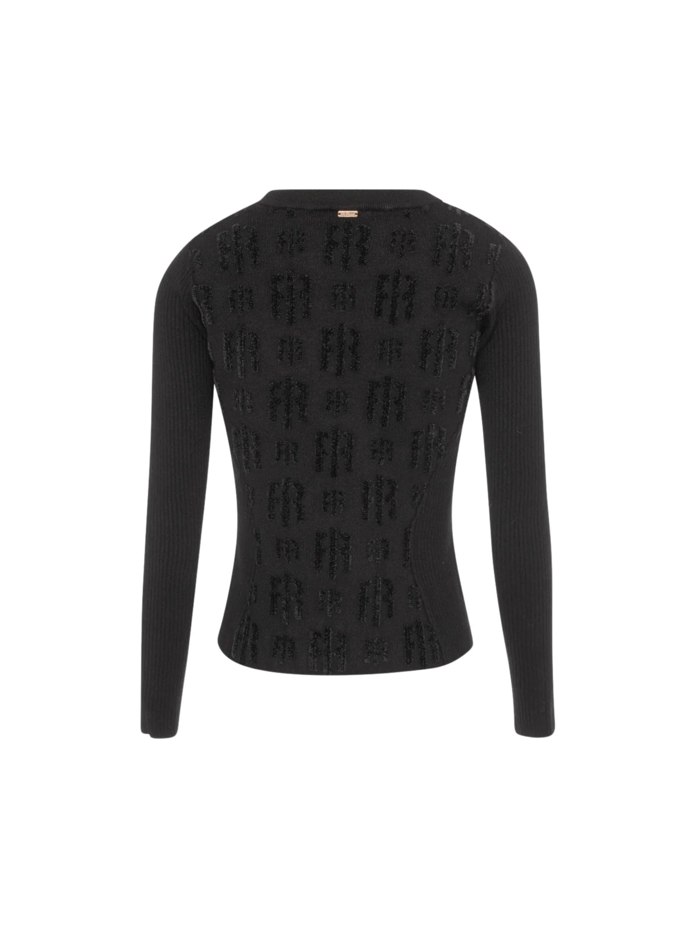 Fracomina Sweater 'Slim-fit sweater with monogram and jewel buttons' in Black