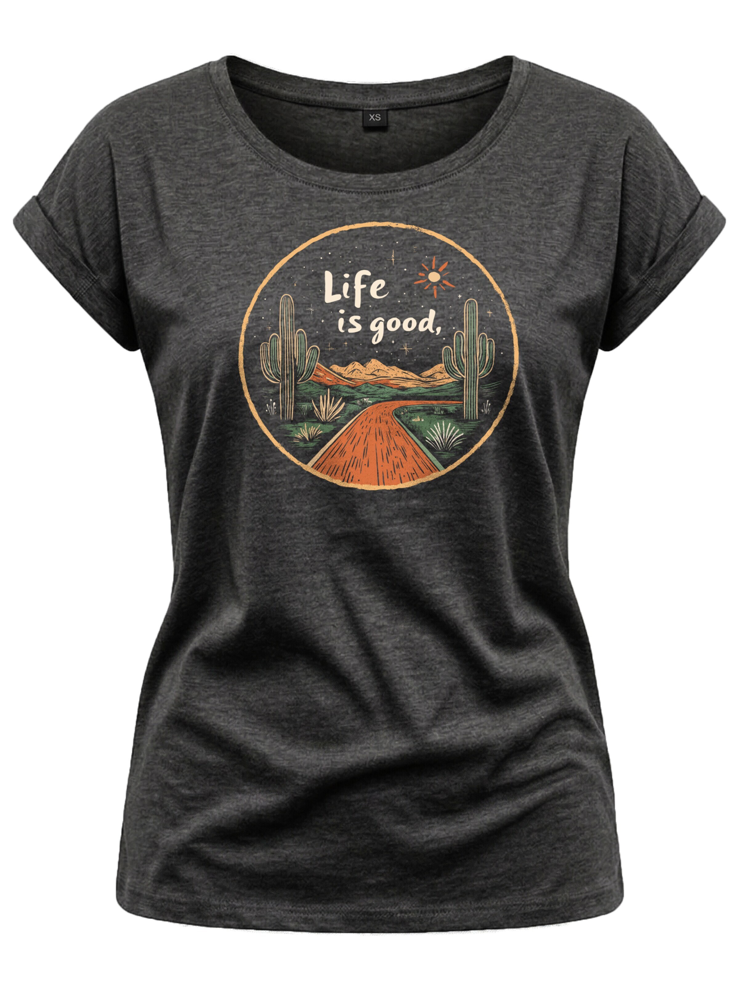 MAKAYA Shirt 'Life is good' in Grey: front