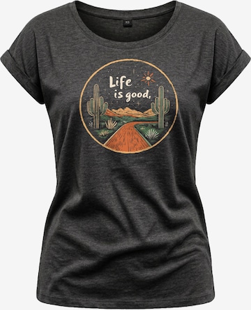 MAKAYA Shirt 'Life is good' in Grey: front