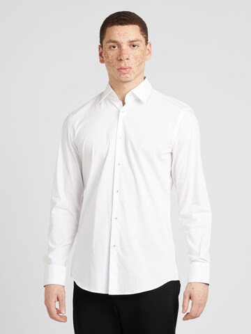 BOSS Slim fit Button Up Shirt 'HANK' in White: front