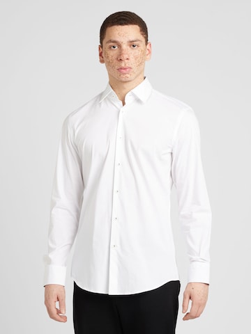 balta BOSS Black Priglundantis modelis Marškiniai 'HANK': priekis