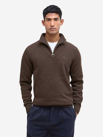Barbour Gebreid vest 'ESSENTIAL L/WOOL HALF ZIP 262MMKN0339' in Bruin: voorkant