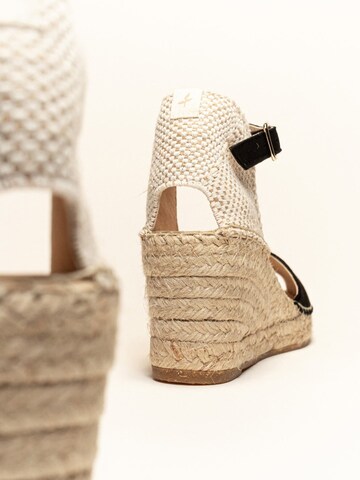 Alhamas Strap sandal 'Alpargata Cuña 7 cm' in Black