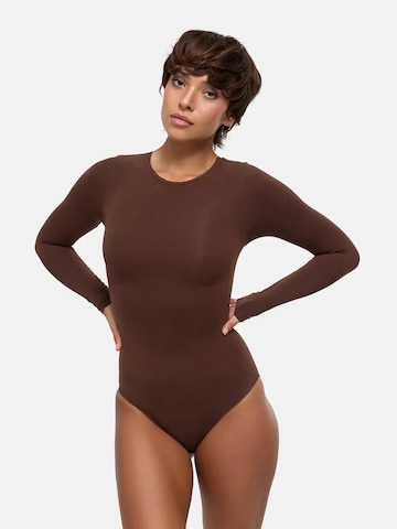 cfab - Body moldeador 'Clean Longsleeve Crewneck Sculpting Bodysuit with Slip' en marrón