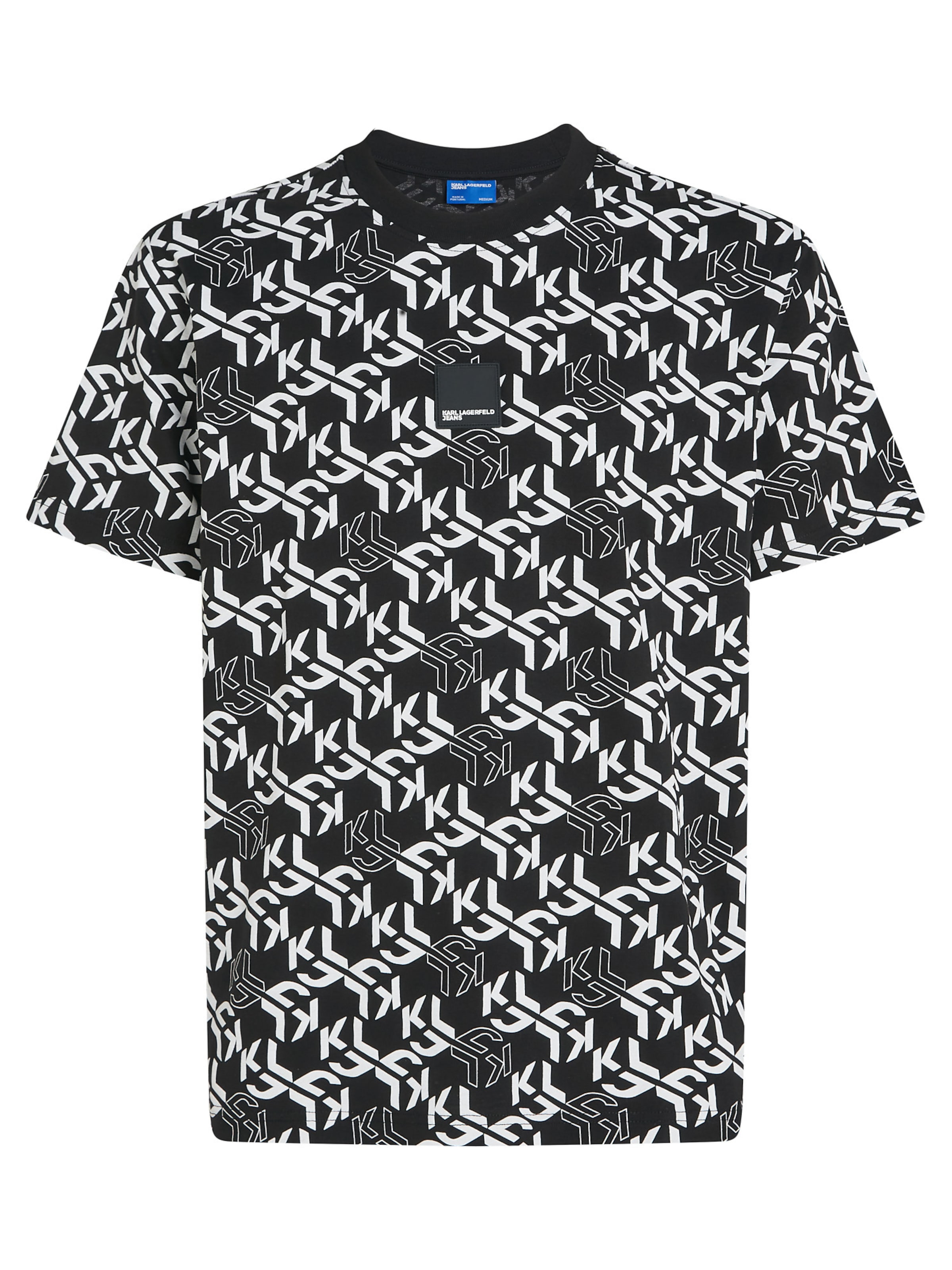 KARL LAGERFELD JEANS T-shirt 'MONOGRAM' i svart / off-white, Produktvy