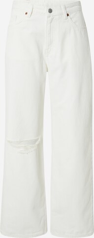 Wide leg Jeans de la Monki pe alb: față