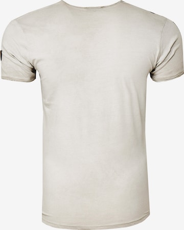 Rusty Neal T-Shirt mit Knopfleiste in Beige