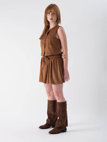 MND Rok 'West Suede Balloon' in Bruin: voorkant