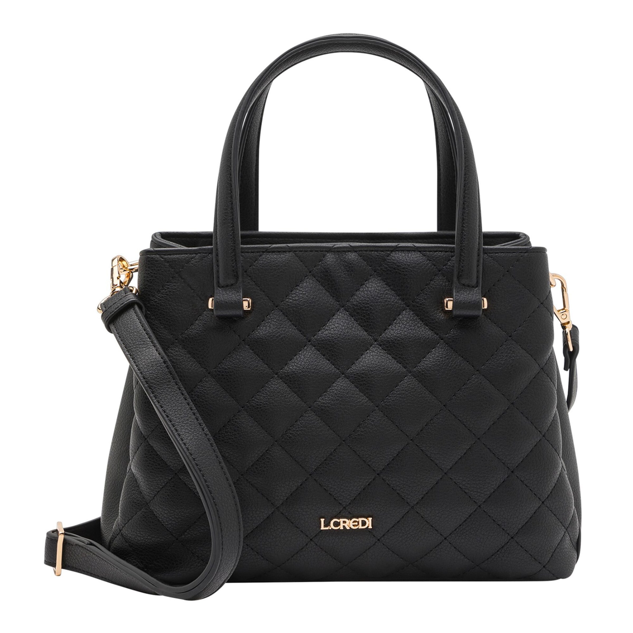 Borsa a spalla 'Orsina' di L.CREDI in nero: frontale