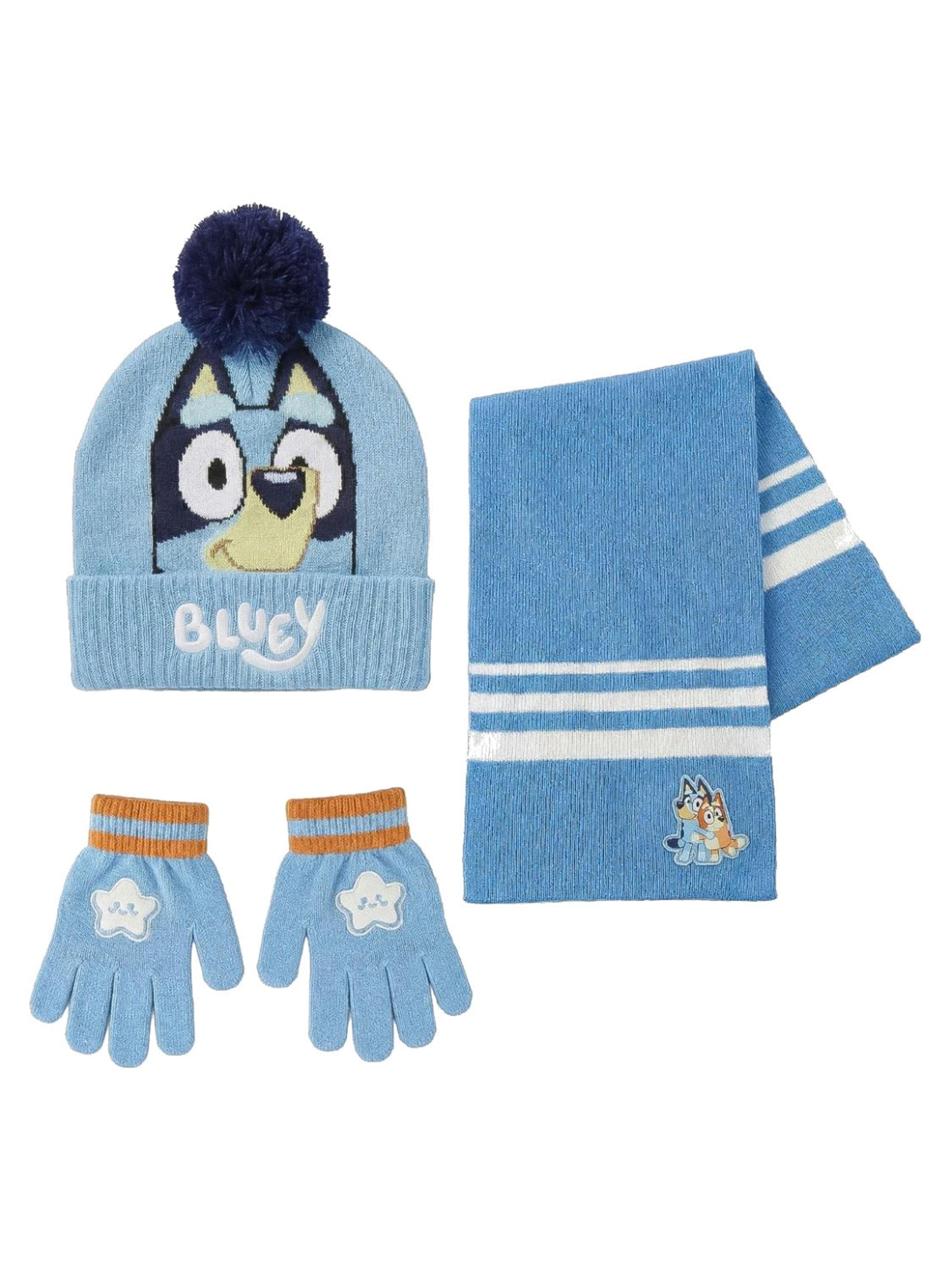 Bluey Muts 'Bluey Winterset Muts, Sjaal en Handschoenen' in Blauw: voorkant