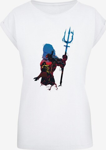 Maglietta 'Aquaman - Battle Silhouette' di ABSOLUTE CULT in bianco: frontale