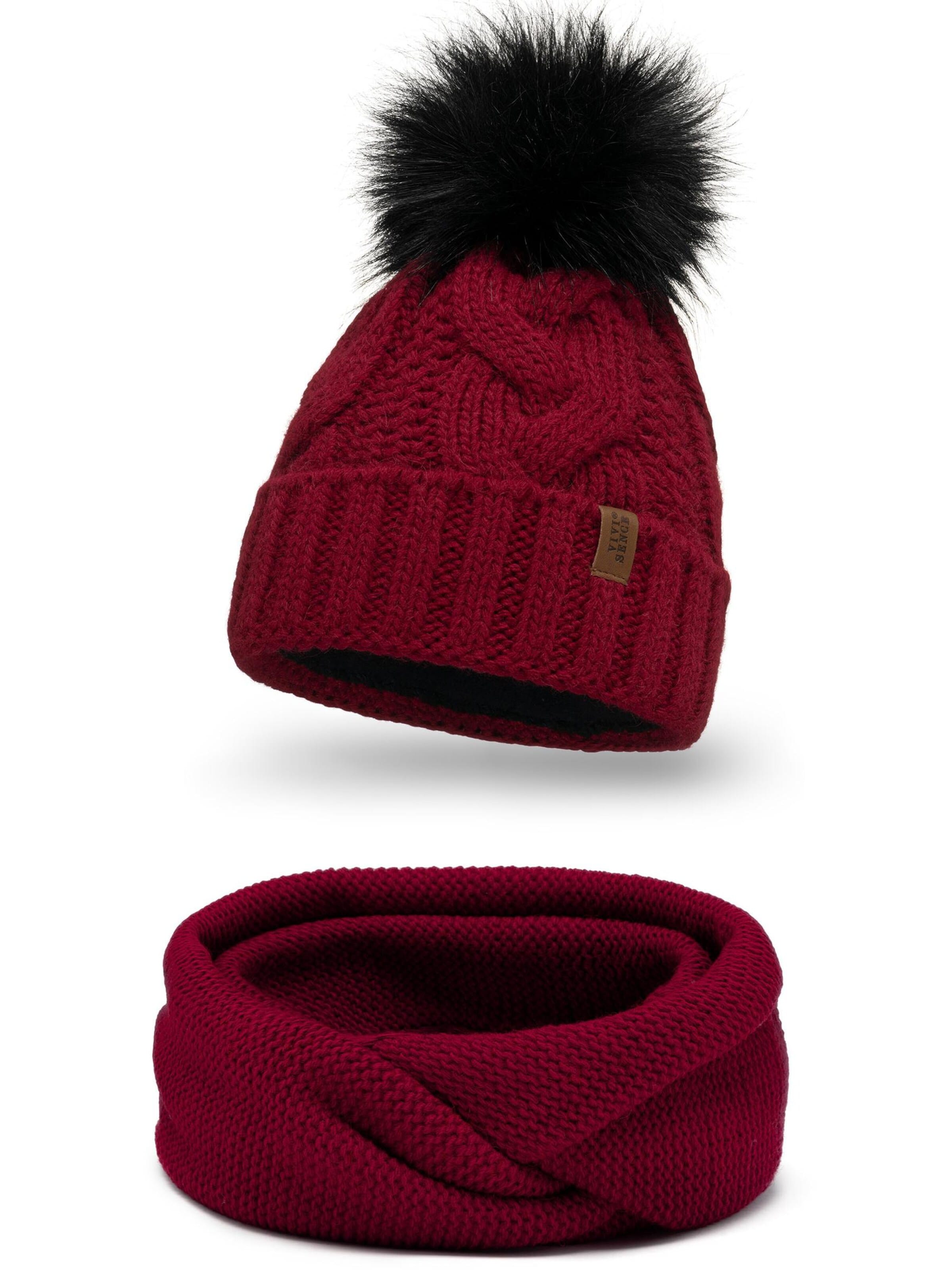 Vivisence Beanie '7014 Set' in Red: front