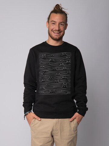 Felpa ' Doodle Cats ' di Watapparel in nero: frontale