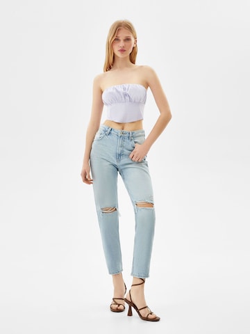 Bershka Дънки Tapered Leg Дънки в синьо