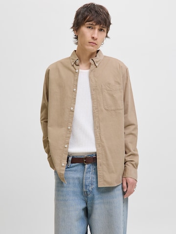 JACK & JONES Regular fit Button Up Shirt 'JJECLASSIC' in Beige: front