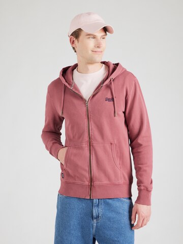Veste de survêtement 'Essential' Superdry en rouge : devant