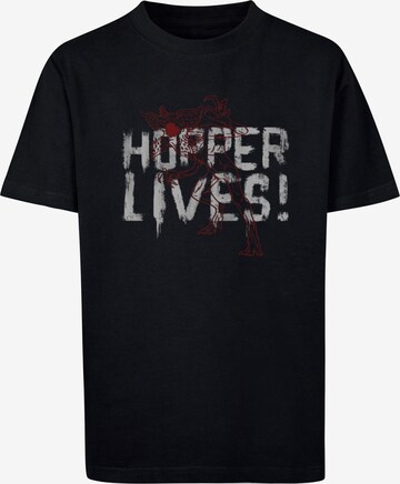 ABSOLUTE CULT Shirt 'Stranger Things - Hoppers Live Basic' in Zwart: voorkant