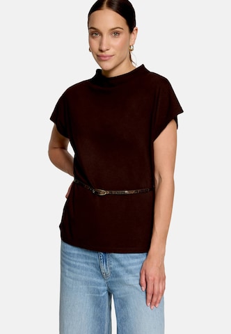 zero Kurzarm-Shirt mit Gürtel in Braun: Vorderseite