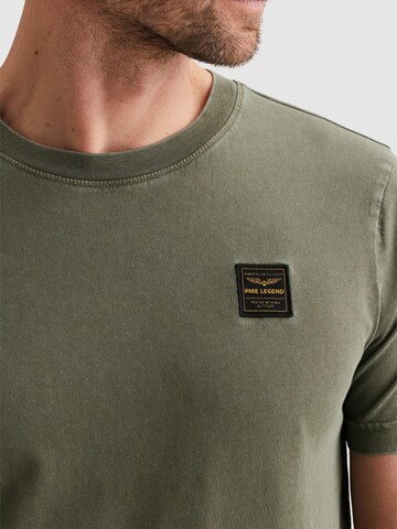 PME Legend Shirt 'T-shirt with a garment-dye wash and badge' in Green