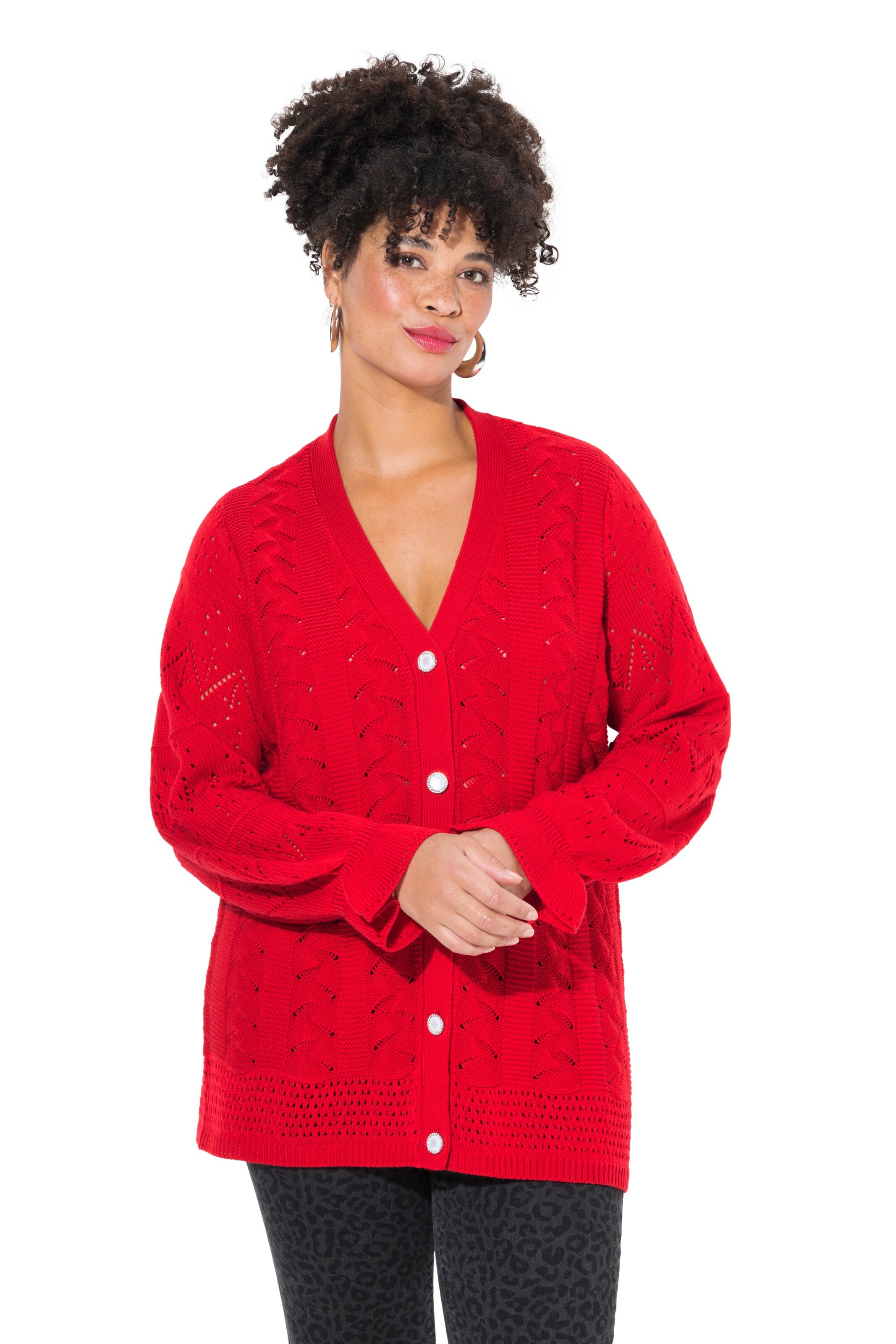 MIAMODA Knit cardigan in Red: front