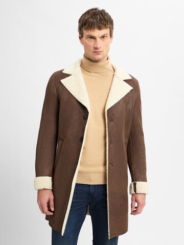 Finshley & Harding London Between-Seasons Coat in Brown: front